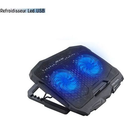 Refroidisseur Du PC Portable avec 2 ventilateurs à hauteur réglable (7 Niveaux)