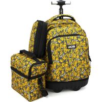 Pack Cartable Trolley JCB + Sac goûter + Trousse – Jaune