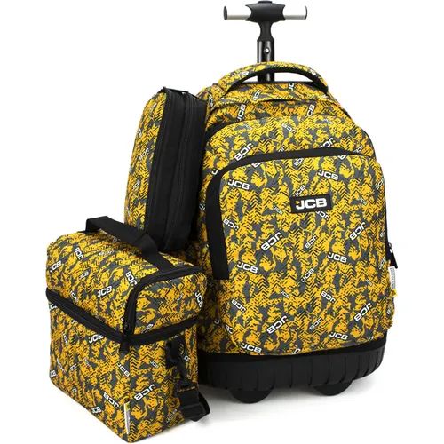 Pack Cartable Trolley JCB + Sac goûter + Trousse – Jaune