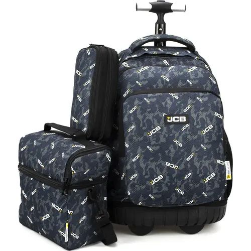 Pack Cartable Trolley JCB + Sac goûter + Trousse – Bleu