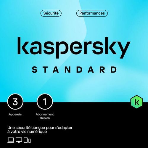 Kaspersky Standard (équivalent à Anti-Virus) - 3 Postes / 1 an - 2