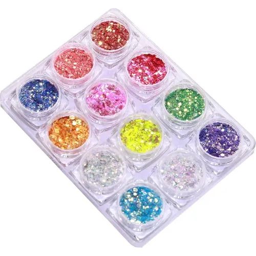 Paillette en Poudre Glitter 12 couleurs