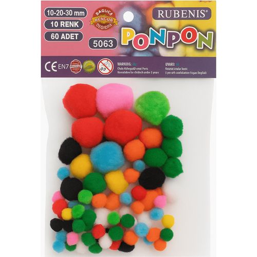 Pompon Rubines 10-20-30mm 60pcs