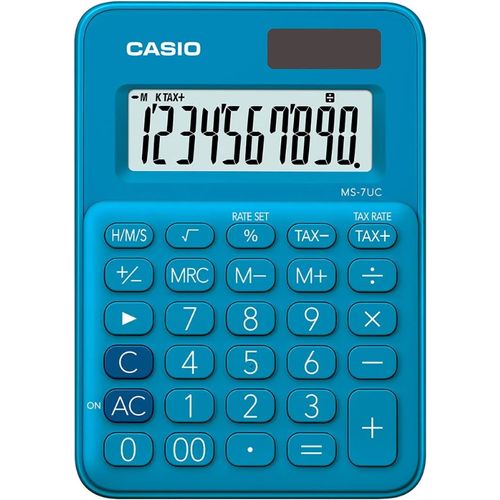 Calculatrice de Bureau Casio MS-7UC-BU – 10 Chiffres – Solaire & Batterie