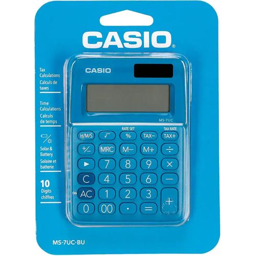 Calculatrice de Bureau Casio MS-7UC-BU – 10 Chiffres – Solaire & Batterie - 2