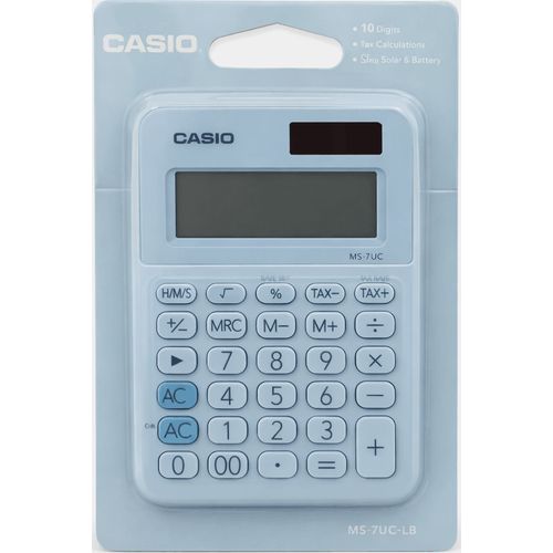 Calculatrice de Bureau Casio MS-7UC-LB – 10 Chiffres – Solaire & Batterie - 2