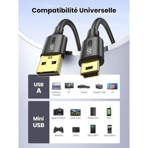 Câble 1.5M USB 2.0 to Mini USB 5 Pin
