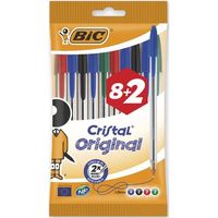 Stylo BIC - Couleurs Assorties, Pochette de 8+2