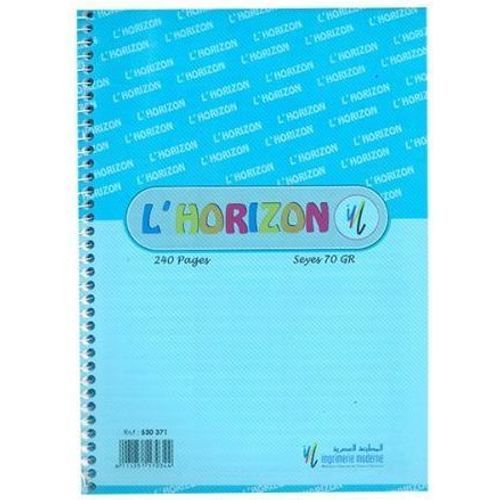 Cahier L'HORIZON 140p plastifié spirale Grand Format 70g Grand Carreaux