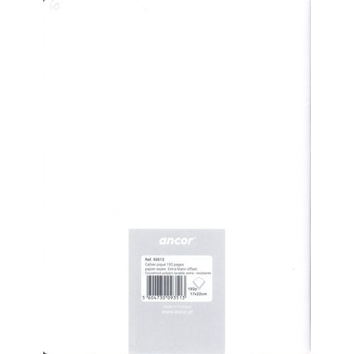 Cahier ancor 96p piqué A5 90g Grand Carreaux-blanc - 2