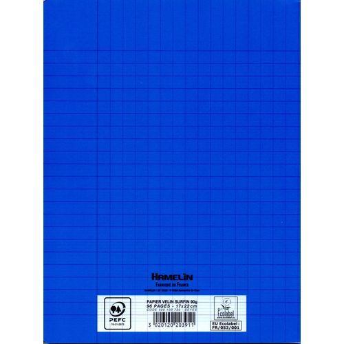 Cahier CONQUERANT 96p piqué A5 90g Grand Carreaux-bleu - 2