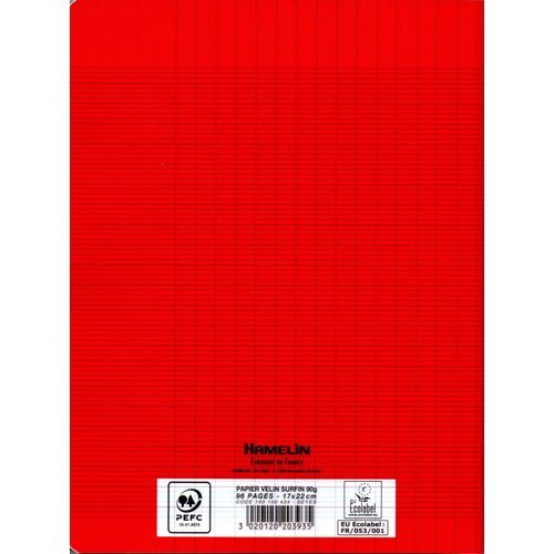Cahier CONQUERANT 96p piqué A5 90g Grand Carreaux-rouge