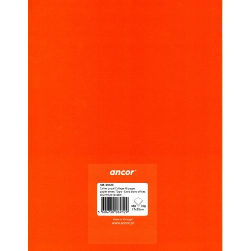 Cahier ancor 48p piqué A5 70g Grand Carreaux - 2