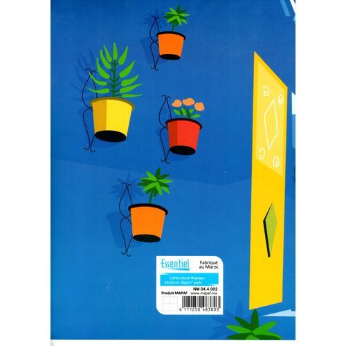 Cahier Essentiel 96p piqué 24x32 60g Grand Carreaux - 2