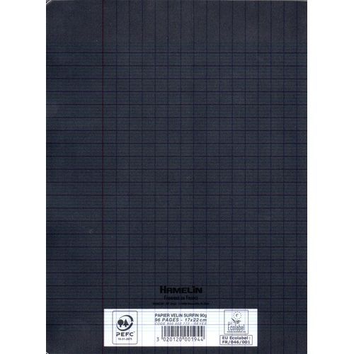 Cahier CONQUERANT 96p piqué A5 90g Grand Carreaux-Noir - 2
