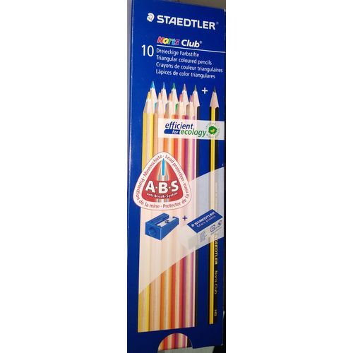 Pack 10 crayons de couleur STAEDTLER + un crayon + une gomme + un taille-crayon 