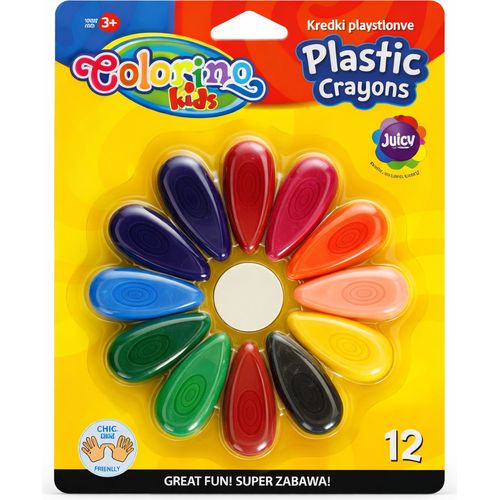 Crayons de couleurs plastique Colorino Kids 12 couleurs – Forme gouttes pour enfants