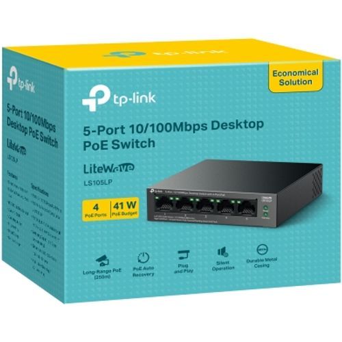 TP-Link 5-Port 10/100Mbps Desktop PoE+ Switch LiteWave LS105LP