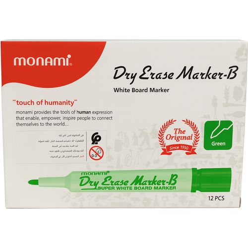 Boite 12 Marqueur effaçable pour Tableau MONAMI VERT - 3