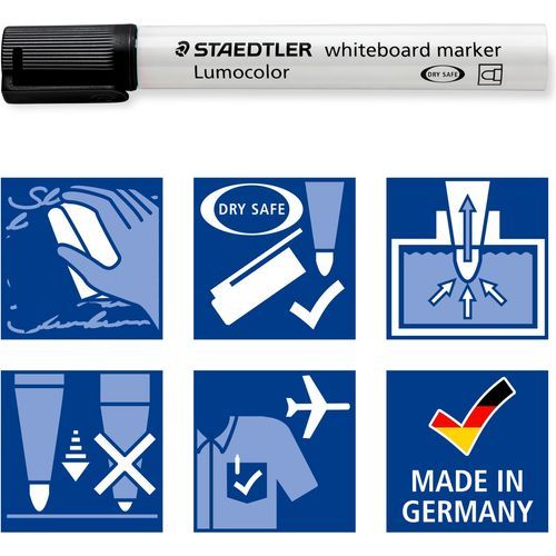 Marqueur Whiteboard Staedtler Lumocolor 351 Noir 10pcs - 3