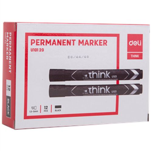 Boîte de 12 Marqueurs Permanent Noir DELI THINK U101