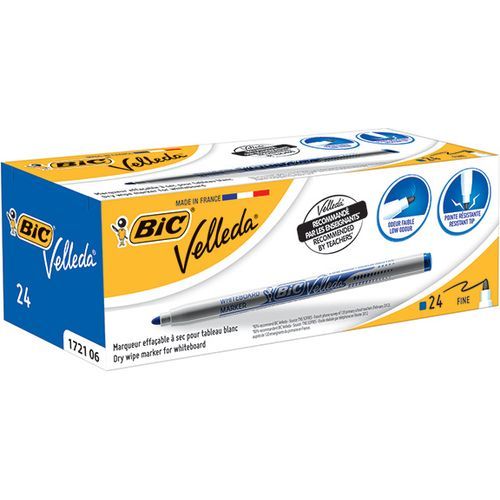 Marqueur BIC Velleda pointe fine - Bleu - 24 pcs
