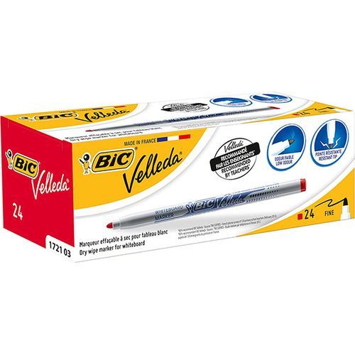 Marqueur BIC Velleda pointe fine - Rouge - pack de 24 pcs - 3