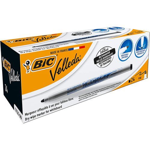 Marqueur BIC Velleda pointe fine - Noir - pack de 24 pcs