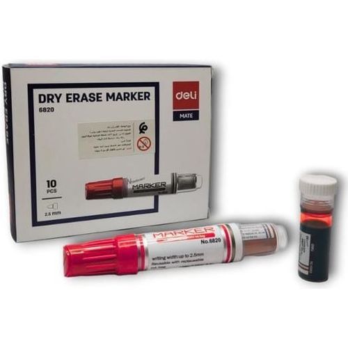 Marqueur Rechargable pour tableau Deli E6820 Rouge- PACK DE 10  - 3