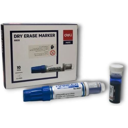 Marqueur Rechargeable Deli E6820 Bleu- 10pcs