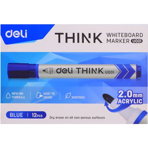 Marqueur DELI THINK U001 Bleu- PACK DE 12