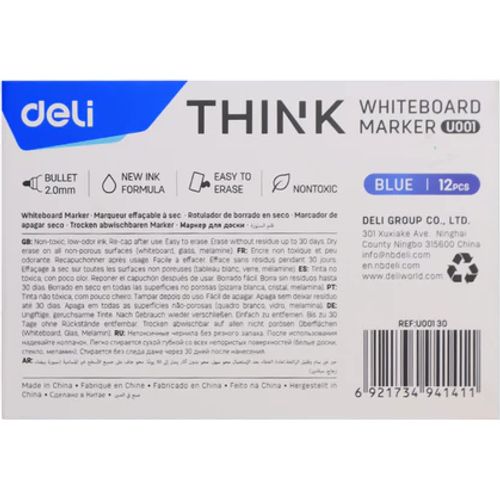 Marqueur DELI THINK U001 Bleu- PACK DE 12 - 3
