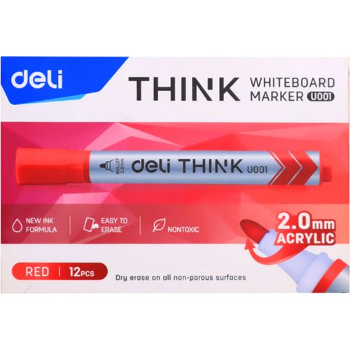 Marqueur DELI THINK U001 Rouge - PACK DE 12