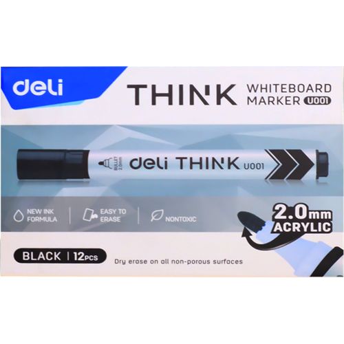 Marqueur DELI THINK U001 Noir - 12pcs