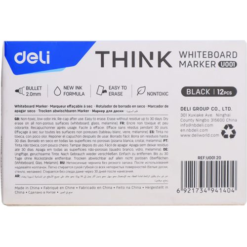 Marqueur DELI THINK U001 Noir - 12pcs - 3