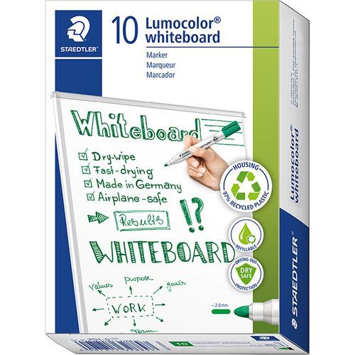Marqueur Whiteboard Staedtler Lumocolor 351 Vert pack 10pcs