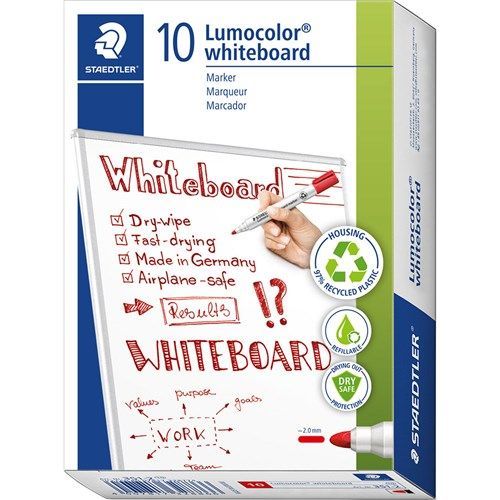 Marqueur Whiteboard Staedtler Lumocolor 351 Rouge pack 10pcs