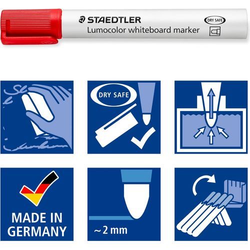 Marqueur Whiteboard Staedtler Lumocolor 351 Rouge pack 10pcs - 3
