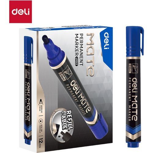 Marqueur permanent Deli MATE U102 Bleu pack 12 pcs - 3