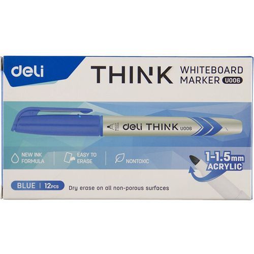 Marqueur DELI THINK U006 Bleu pack 12pcs - 3