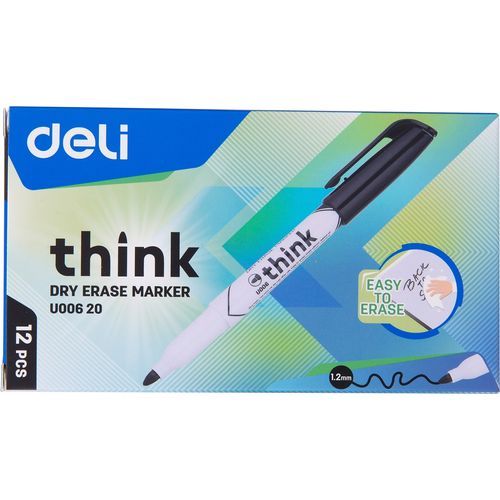 Marqueur DELI THINK U006 Noir 12pcs - 3