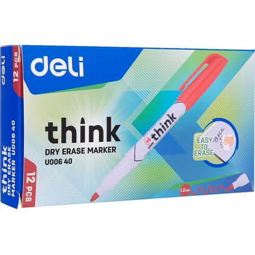 Marqueur DELI THINK U006 Rouge pack 12pcs - 3