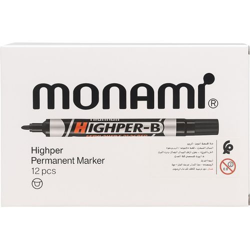 Marqueur permanent MONAMI HIGHPER-B NOIR 12 pcs
