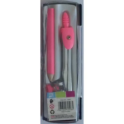 Compas Kinggift avec crayon - Rose - 3