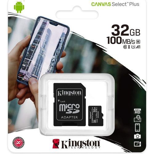 Carte mémoire Kingston Canvas Select Plus 32 Go MicroSDHC UHS-I Classe 10