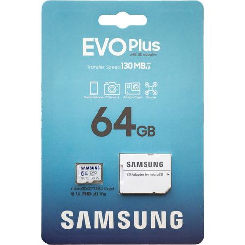 Carte mémoire Samsung EVO Plus 64 Go MicroSDXC UHS-I Classe 10