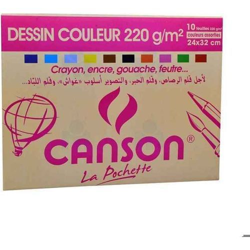 Papier a dessin Canson 10 feuilles couleurs 220g/m² - 3