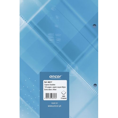 Double Feuilles Petit format Blanche 100P 90g perforées Ancor - 2