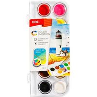 Deli Color Emotion peinture à eau 12 couleurs + pinceau