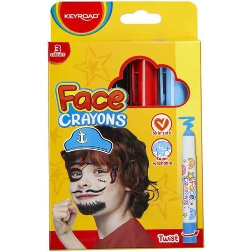 Keyroad 3 Face Crayons (Noir, Rouge, Bleu-ciel)